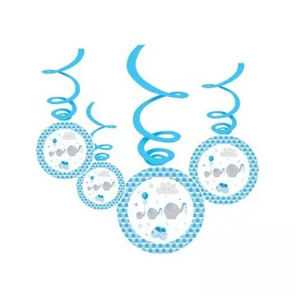 Kék Elefántos Parti Függődekoráció - 6 db-os