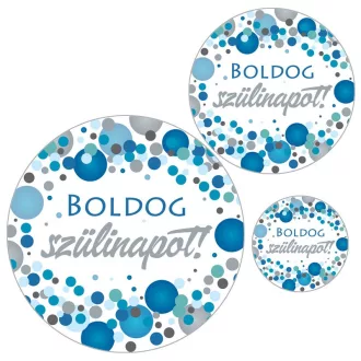 Boldog Szülinapot Kék Konfettis Matrica – Boldog Szülinapot Party