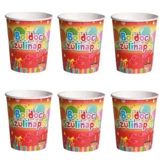 Boldog Szülinapot Színes Parti Pohár - 250 ml, 6 db-os – Boldog Szülinapot Party