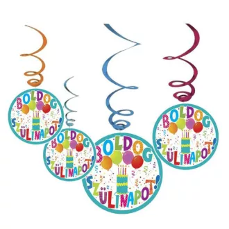   Boldog Szülinapot Jamboree Parti Spirális Függő Dekoráció - 6 db-os