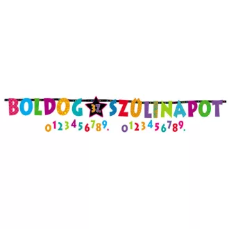 Boldog Szülinapot - Számozható Betűfüzér - 2,4 m – Boldog Szülinapot Party
