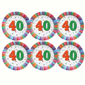 40-es Szülinapi Radiant Parti Tányér, 23 cm-es, 6 db-os