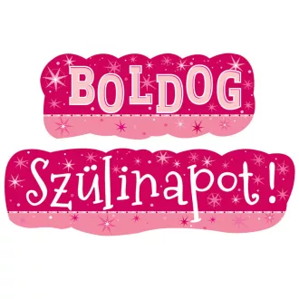   Boldog Szülinapot! Rózsaszín Lányos Banner - 148 cm x 27 cm