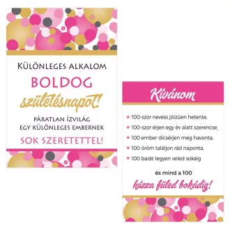   Boldog Születésnapot! Rózsaszín pasztell Konfettis Borosüveg Címke, 2 db-os