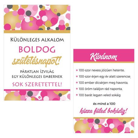 Boldog Születésnapot! Rózsaszín pasztell Konfettis Borosüveg Címke, 2 db-os