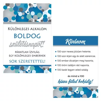 Boldog Születésnapot! Kék pasztell Konfettis Boros Üveg Címke, 2 db-os – Konfetti Mintás Kék Kollekció