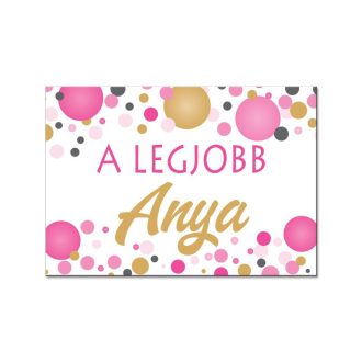   A Legjobb Anya - rózsaszín pasztell konfettis hűtőmágnes