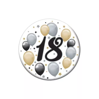   18-as Elegáns Léggömbös Szülinapi Számos Parti Kitűző - 5,5 cm