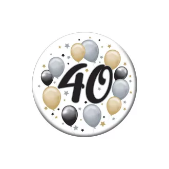   40-es Elegáns Léggömbös Szülinapi Számos Parti Kitűző - 5,5 cm