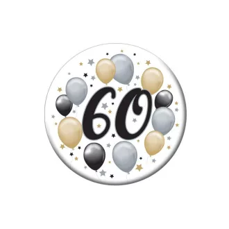   60-as Elegáns Léggömbös Szülinapi Számos Parti Kitűző - 5,5 cm