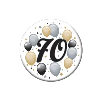   70-es Elegáns Léggömbös Szülinapi Számos Parti Kitűző - 5,5 cm