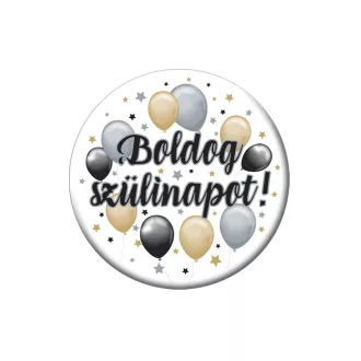   Boldog Szülinapot! Elegáns Léggömbös Parti Kitűző - 5,5 cm