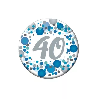   40-es Kék pasztell Konfettis Szülinapi Számos Parti Kitűző - 5,5 cm