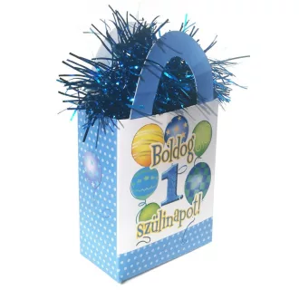   Boldog 1. Szülinapot! Léggömbös Kék Fiús Ajándéktasak Léggömbsúly - 120 gramm
