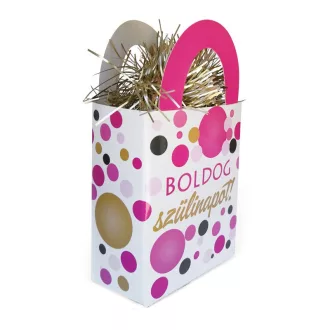   Boldog Szülinapot! Rózsaszín pasztell Konfettis Ajándéktasak Léggömbsúly - 120 gramm