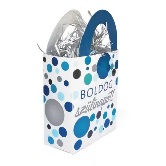   Boldog Szülinapot! Kék pasztell Konfettis Ajándéktasak Léggömbsúly - 120 gramm