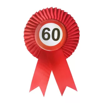   Piros Szalagos 60-as Sebességkorlátozó Szülinapi Számos Parti Kitűző