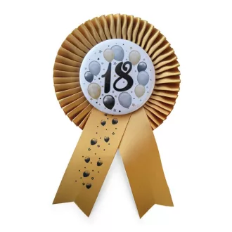   Arany Szalagos 18-as Elegáns Léggömbös Szülinapi Számos Parti Kitűző