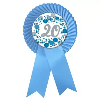   Világoskék Szalagos 20-as pasztell Konfettis Szülinapi Számos Parti Kitűző