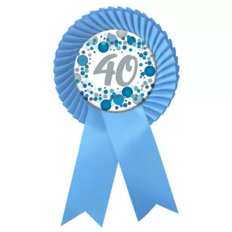   Világoskék Szalagos 40-es pasztell Konfettis Szülinapi Számos Parti Kitűző