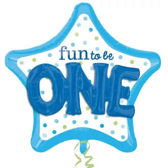   3D Hatású Első Születésnapi Csillag Alakú Kék Héliumos Fólia Lufi, 91 cm