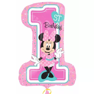 Első Szülinapi Pink Minnie Egér Héliumos Fólia Lufi, 71 cm – Első Szülinapi Party