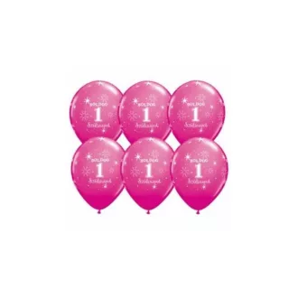   11 inch-es Boldog 1. Szülinapot Feliratú Sparkle Wild Berry Szülinapi Lufi (25 db/csomag)