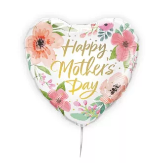   18 inch-es Mother's Day Pink Floral Anyák Napi Szív Fólia Lufi