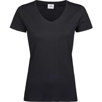 TeeJays Femme NŐI rövid ujjú V-nyakú póló - Fekete - S