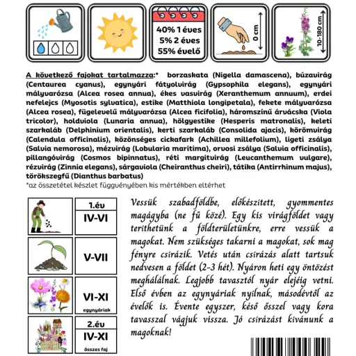 MAMA KERTJE  25 fajból álló nosztalgikus virágmag-keverék 25 gramm