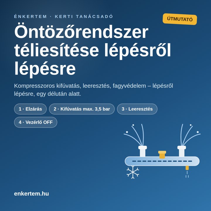 Öntözőrendszer téliesítése lépésről lépésre: kompresszoros kifúvatás, leeresztés, fagyvédelem