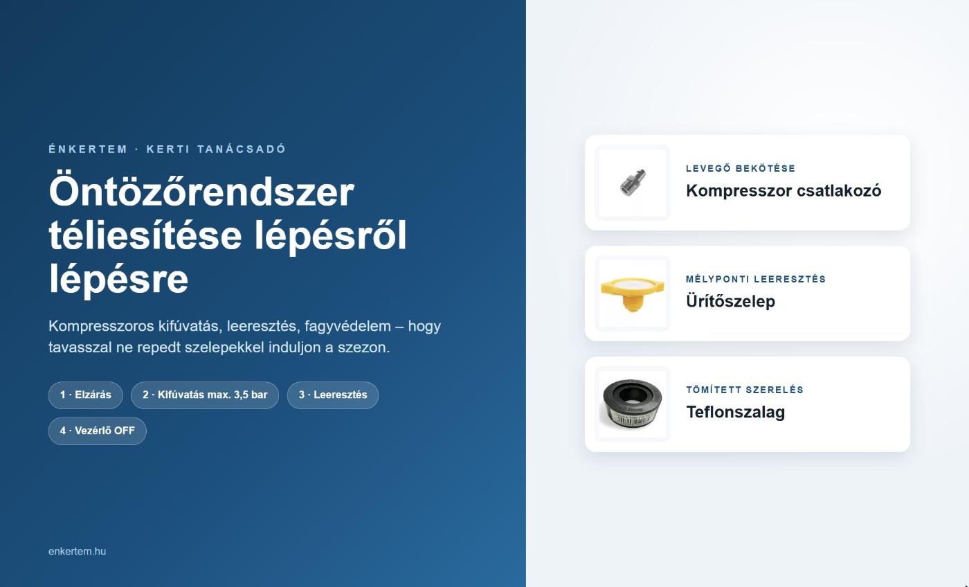 Öntözőrendszer téliesítése lépésről lépésre: kompresszoros kifúvatás, leeresztés, fagyvédelem