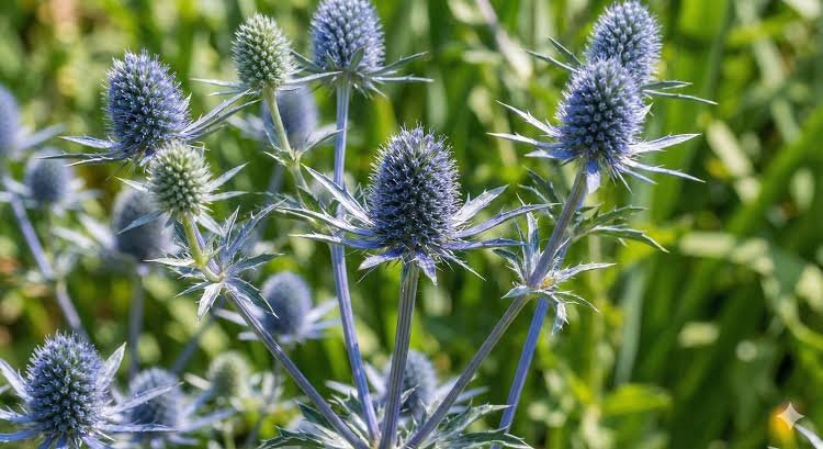Kék iringó (Eryngium planum) a kertben